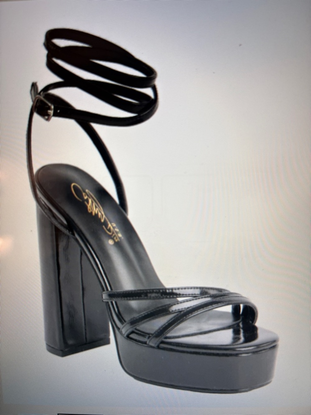 New Cathy Din Black Strappy Platform Heels Dressy Club